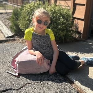 Danskin Now Yellow and Leopard Print Active Top, Size Small (6-6X)